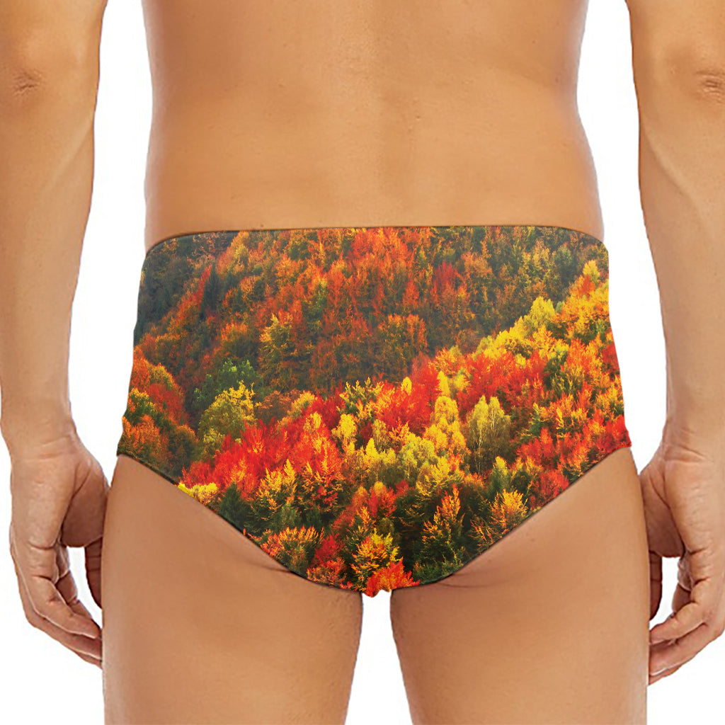 Autumn Mountain Print Men's Triangle Swim Briefs