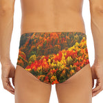 Autumn Mountain Print Men's Triangle Swim Briefs