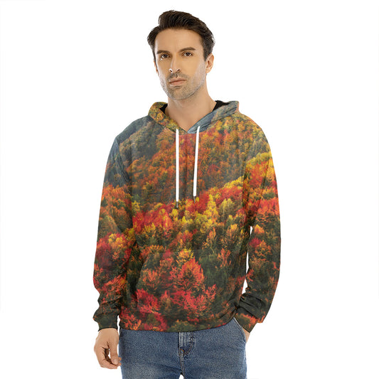 Autumn Mountain Print Men's Velvet Pullover Hoodie