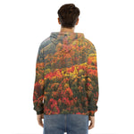 Autumn Mountain Print Men's Velvet Pullover Hoodie