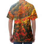 Autumn Mountain Print Men's Velvet T-Shirt