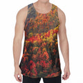 Autumn Mountain Print Men's Velvet Tank Top