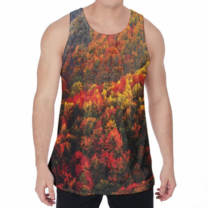 Autumn Mountain Print Men's Velvet Tank Top