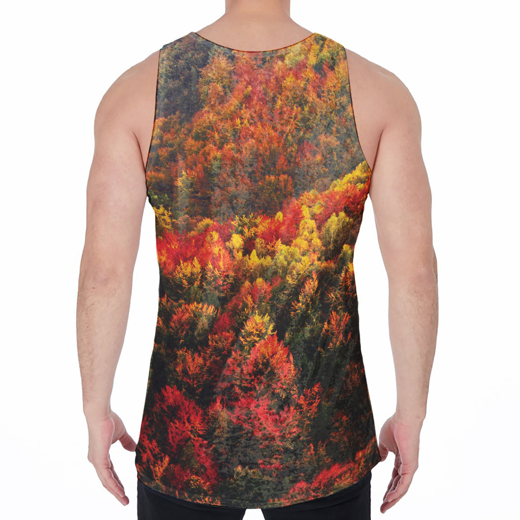 Autumn Mountain Print Men's Velvet Tank Top