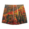 Autumn Mountain Print Mesh Shorts