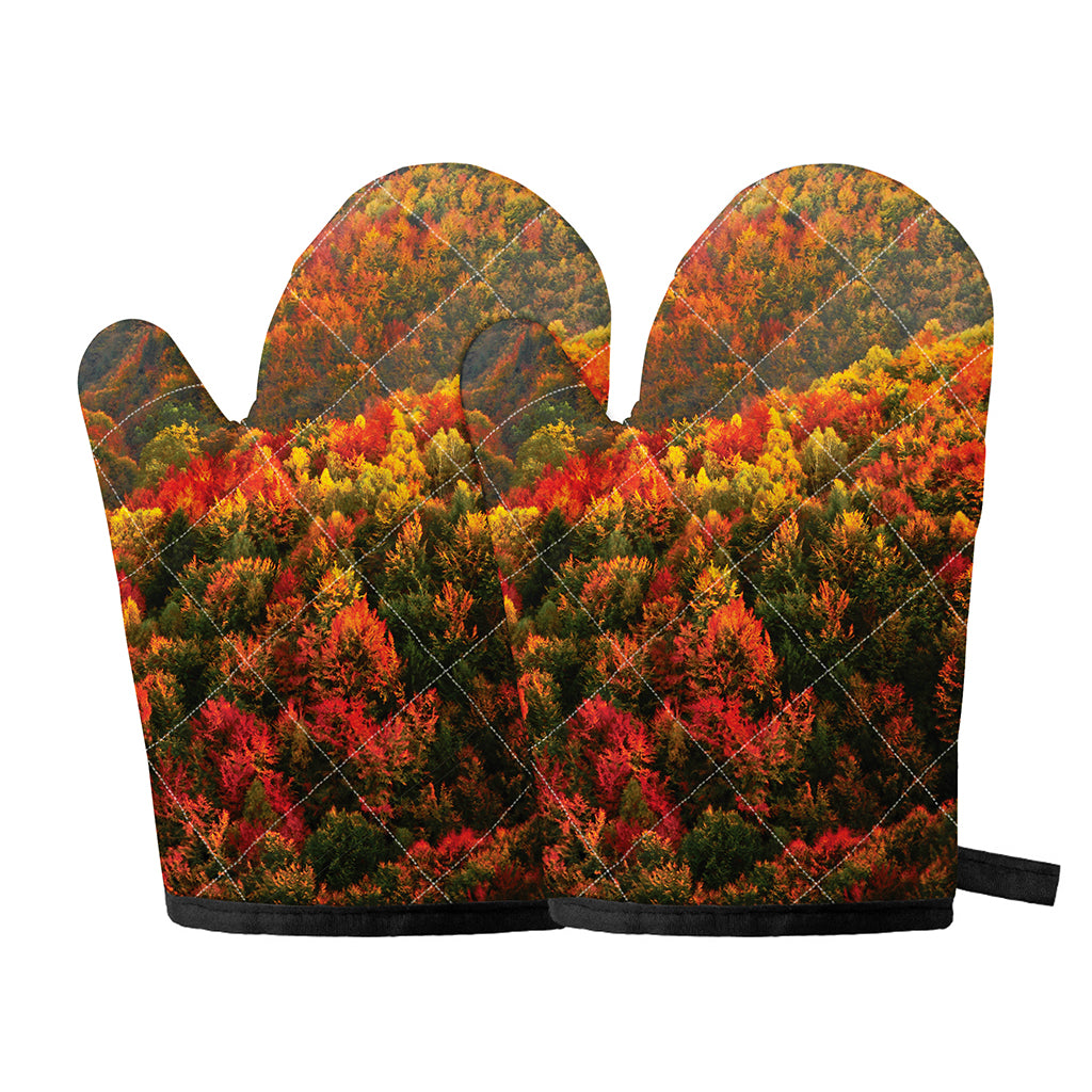 Autumn Mountain Print Oven Mitts