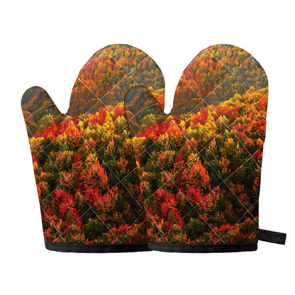 Autumn Mountain Print Oven Mitts