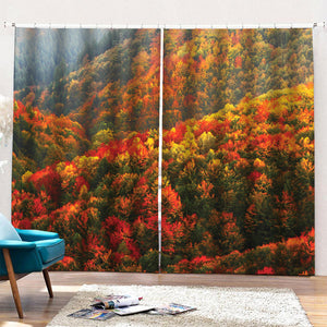 Autumn Mountain Print Pencil Pleat Curtains