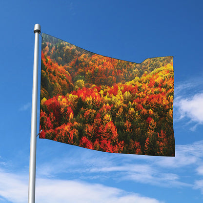 Autumn Mountain Print Polyester Flag