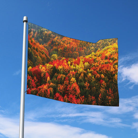 Autumn Mountain Print Polyester Flag