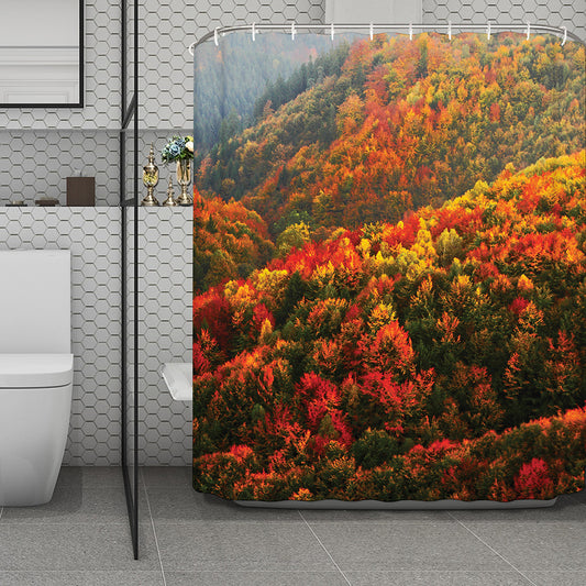 Autumn Mountain Print Polyester Shower Curtain