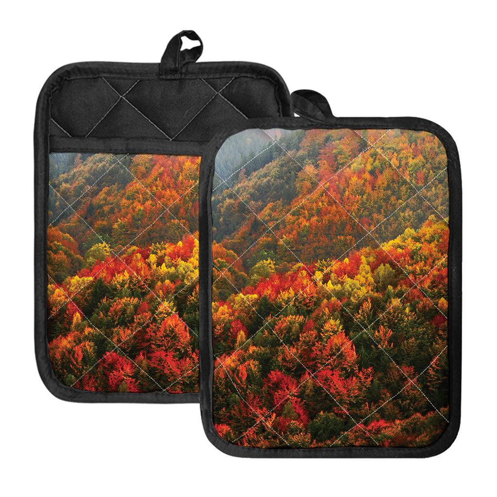 Autumn Mountain Print Pot Holders With Pocket