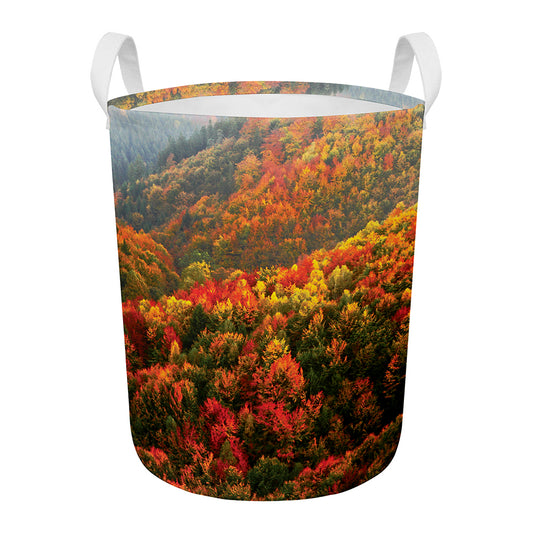 Autumn Mountain Print Round Laundry Basket