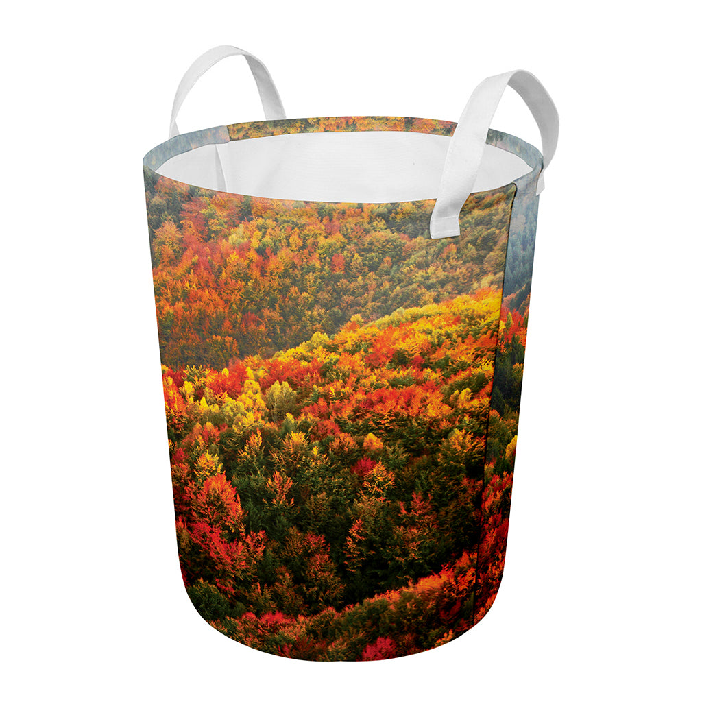 Autumn Mountain Print Round Laundry Basket