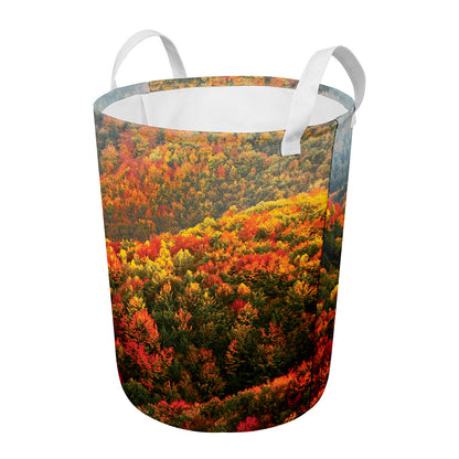 Autumn Mountain Print Round Laundry Basket