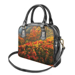 Autumn Mountain Print Shoulder Handbag