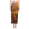 Autumn Mountain Print Side Slit Maxi Skirt