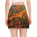 Autumn Mountain Print Side Slit Mini Skirt