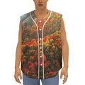 Autumn Mountain Print Sleeveless Baseball Jersey