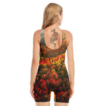 Autumn Mountain Print Sleeveless One Piece Swimsuit