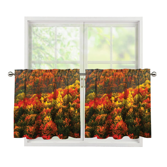 Autumn Mountain Print Tier Curtains
