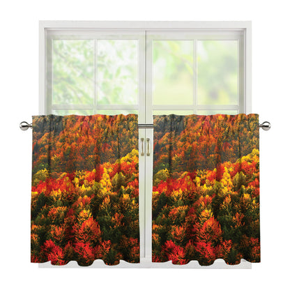 Autumn Mountain Print Tier Curtains