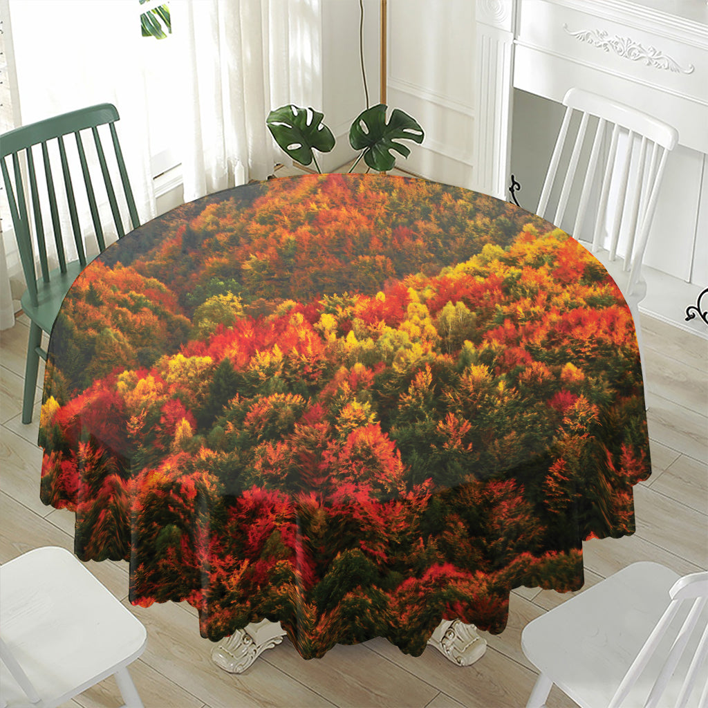 Autumn Mountain Print Waterproof Round Tablecloth