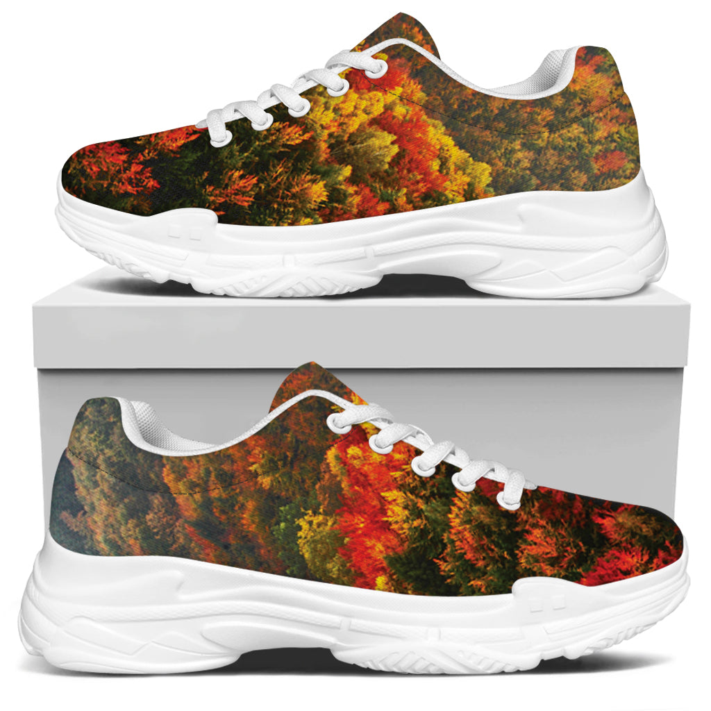 Autumn Mountain Print White Chunky Shoes