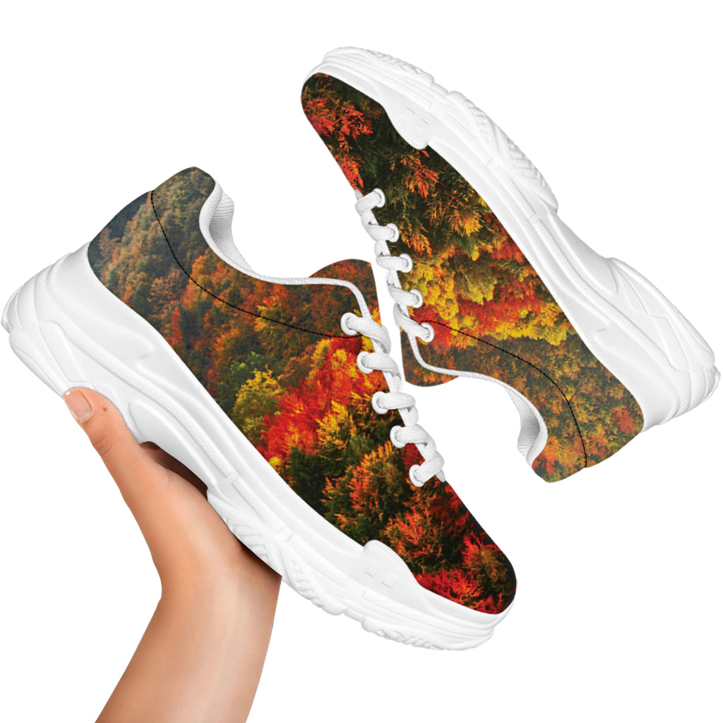 Autumn Mountain Print White Chunky Shoes