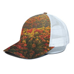 Autumn Mountain Print White Mesh Trucker Cap