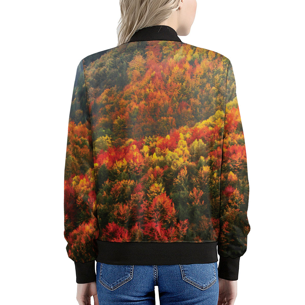 Autumn Mountain Print Women's Bomber Jacket