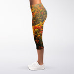Autumn Mountain Print Women's Capri Leggings