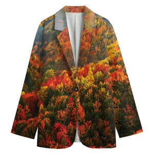 Autumn Mountain Print Women's Cotton Blazer