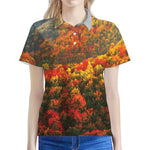 Autumn Mountain Print Women's Polo Shirt