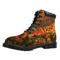 Autumn Mountain Print Padded Collar Lace Up Boots