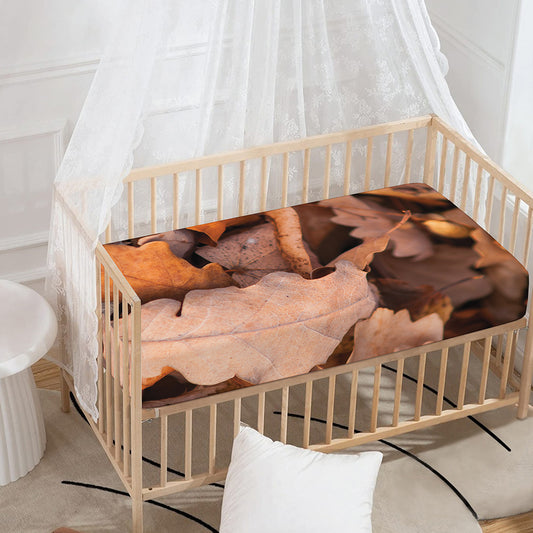 Autumn Oak leaf Print Baby Crib Sheet