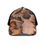 Autumn Oak leaf Print Black Mesh Trucker Cap