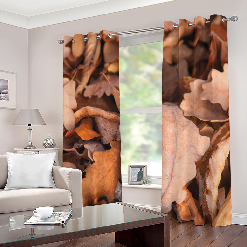 Autumn Oak leaf Print Blackout Grommet Curtains