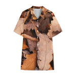 Autumn Oak leaf Print Cotton Hawaiian Shirt