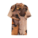 Autumn Oak leaf Print Cotton Hawaiian Shirt