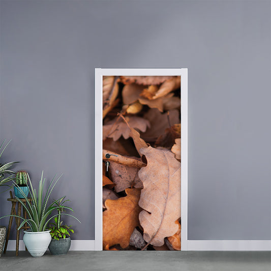 Autumn Oak leaf Print Door Sticker