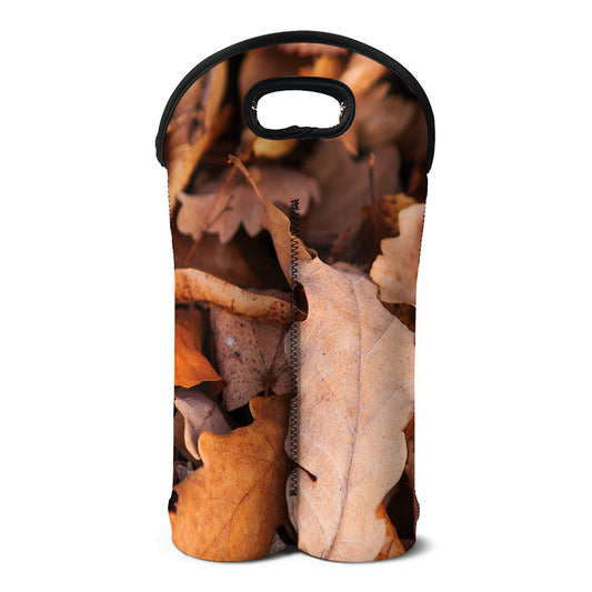 Autumn Oak leaf Print Double Neoprene Wine Tote