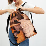 Autumn Oak leaf Print Drawstring Backpack