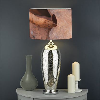 Autumn Oak leaf Print Drum Lamp Shade