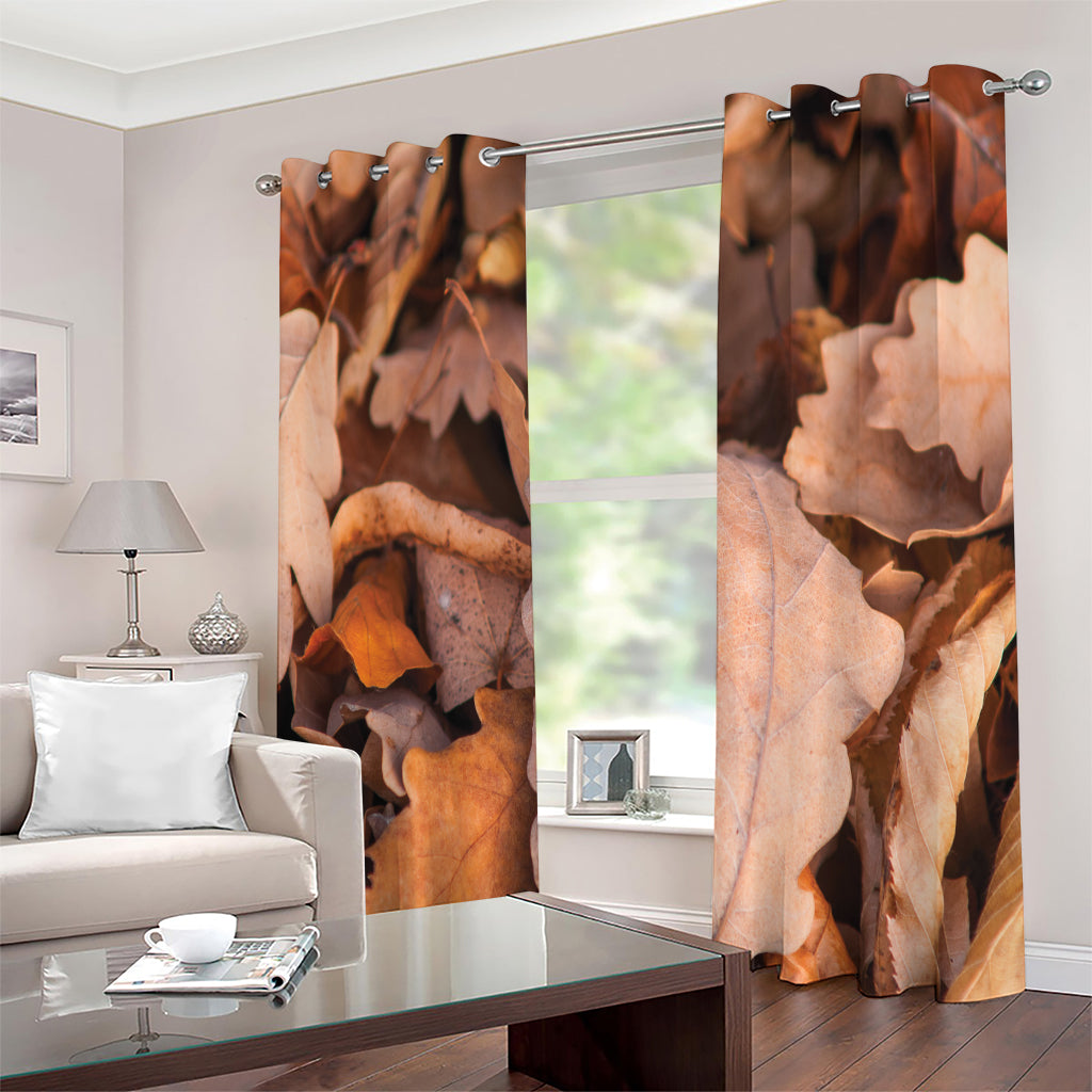 Autumn Oak leaf Print Extra Wide Grommet Curtains
