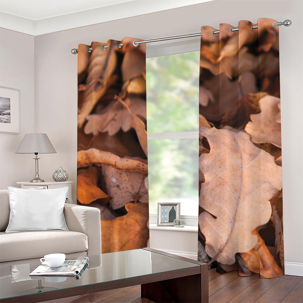 Autumn Oak leaf Print Grommet Curtains