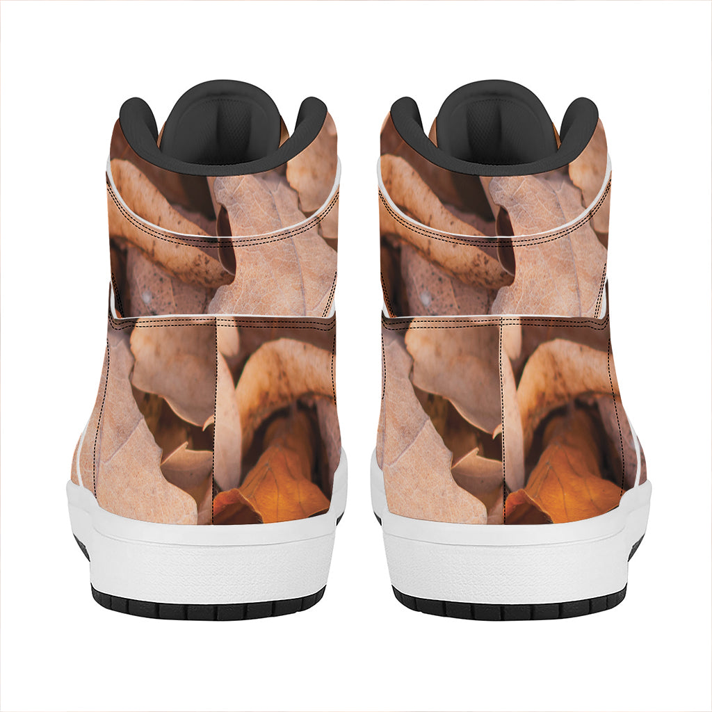 Autumn Oak leaf Print High Top Leather Sneakers
