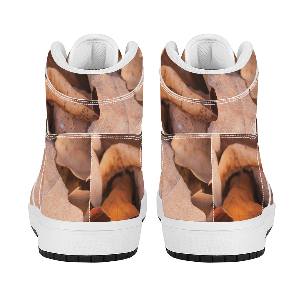 Autumn Oak leaf Print High Top Leather Sneakers
