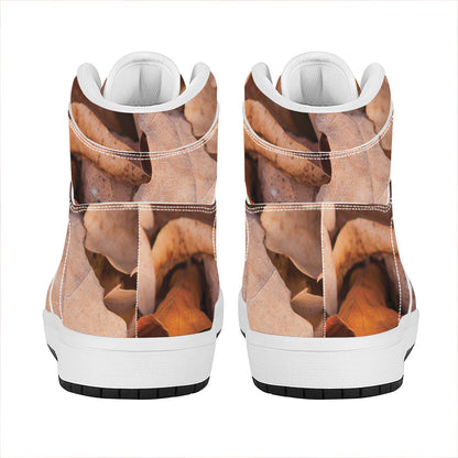 Autumn Oak leaf Print High Top Leather Sneakers