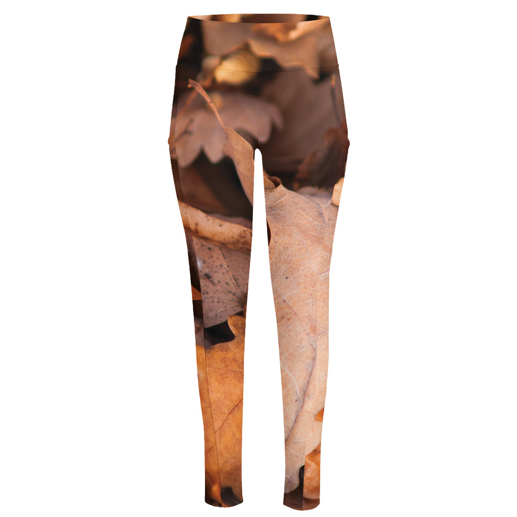 Autumn Oak leaf Print High-Waisted Pocket Leggings